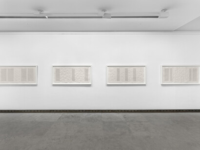 Loïc Le Groumelle, Écritures, mégalithes et cupules III, exhibition view. Courtesy of Galerie Karsten Greve. Photo by Nicolas Brasseur