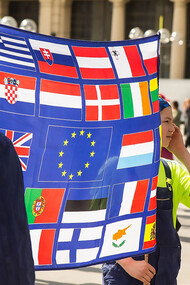 Pro-European participants attending the Pulse of Europe rally in Cologne, Germany, 2017