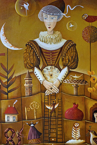 Maria Brzozowska, "Historias de bolsillo", acrílico sobre lienzo