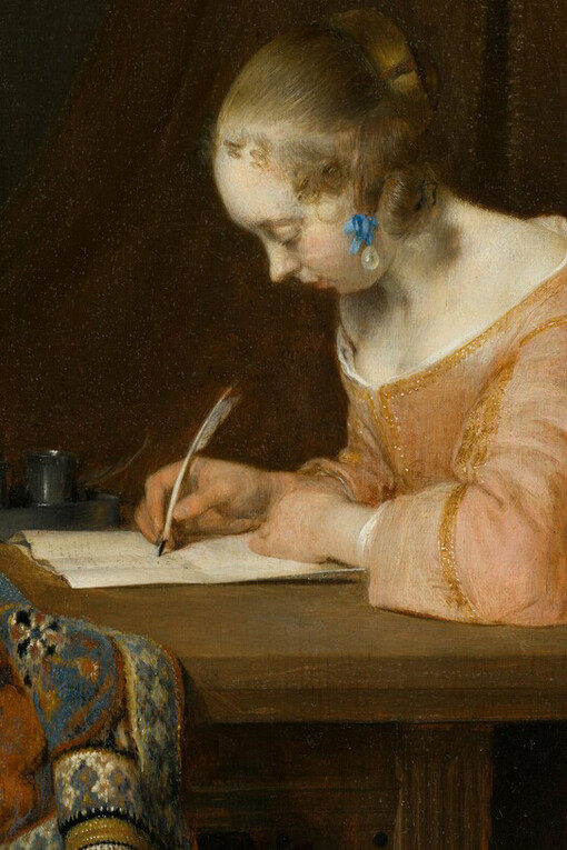 "Mujer escribiendo una carta", óleo sobre madera, Gerard ter Borch, circa 1655