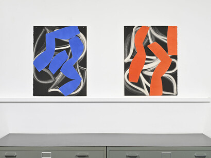 Alain Clément, Peintures et monotypes, vue d'exposition. Avec l'aimable autorisation de la Galerie Catherine Putman