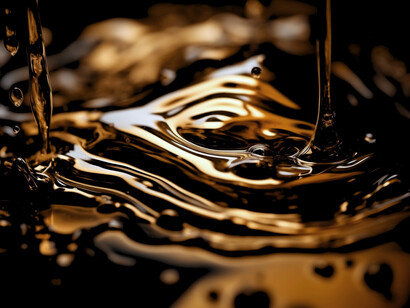 Splashes of oil captured in motion, reflecting the fluid nature of power in the modern world