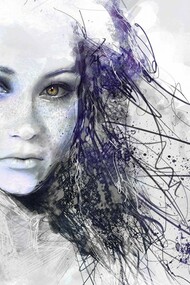 Mulher em desenho digital. Lia Rosa é a figuração onírica de um ideal feminino