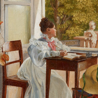 Peter Krafft, Maria Krafft am schreibtisch (detail), um 1830. Mit freundlicher genehmigung des DomQuartier Salzburg
