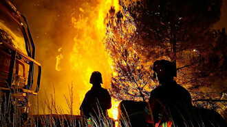 Wildfires intensified by global warming, reflecting the scale of the climate crisis