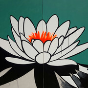 Pure Evil, Lotus 2015, Spray and Ink on Canvas, 60” x 96”, Copyright Pure Evil
