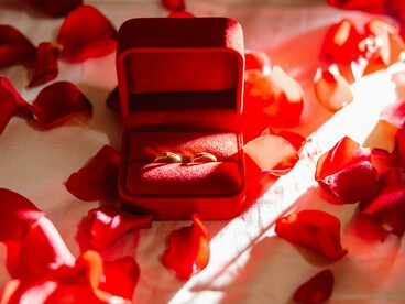 Wedding bands resting on roses, contrasting beauty with betrayal that led to the unravelling of Andrew's life