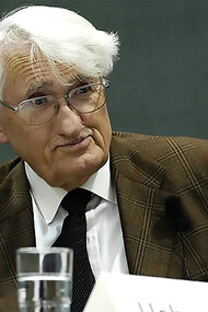 Jürgen Habermas during a discussion in the Munich School of Philosophy, Germany
