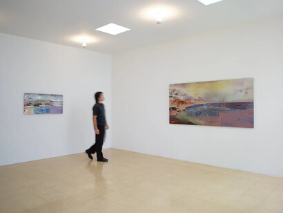 Petra Cortright, Quicksilver sea bubble dramamine dream, exhibition view. Courtesy of 1301PE Gallery