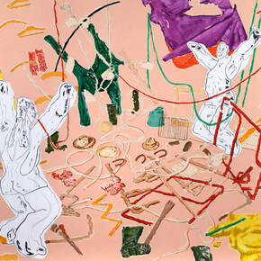 Léonard Martin, Danse Zabriskie I, 2023. Oil and acrylic on canvas, 171 × 219 cm, 67 1/4 × 86 1/4 in. © Courtesy Templon, Paris