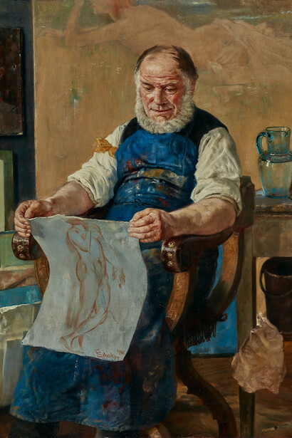 Fritz Schider, Self-portrait of the artist in his studio, 1892 or 1902. Courtesy of DomQuartier Museum