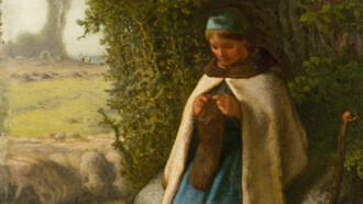 Jean-François Millet, Pastora sentada sobre una roca (1856, detalle) 