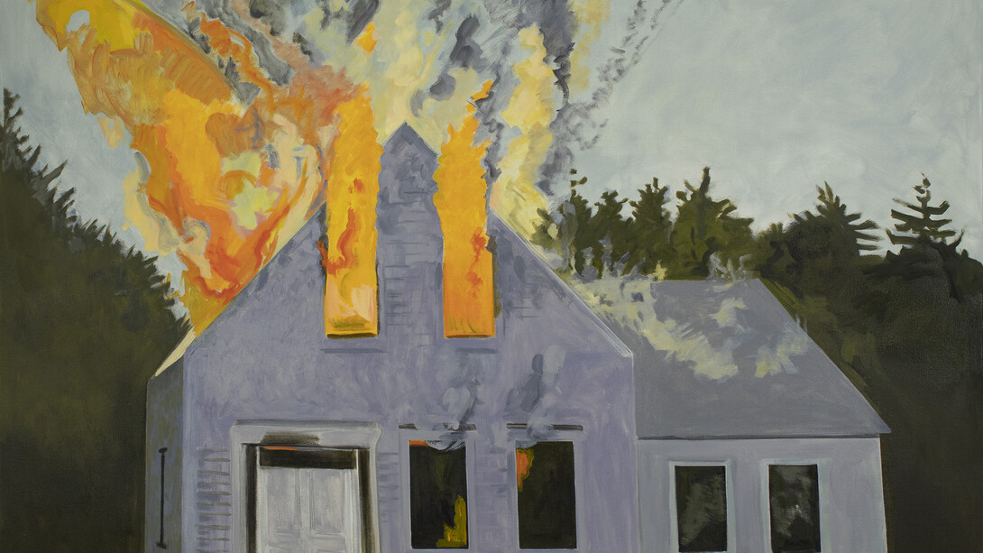 Lois Dodd, Burning house, lavender, 2007. Courtesy of Kunstmuseum Den Haag