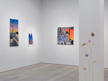 Amine Habki, I will sew up all the petals of your garden, exhibition view. Courtesy of Andréhn-Schiptjenko