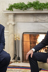 Donald Trump and Joe Biden at a meeting in the White House