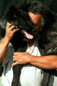 Jean carrying a reluctant Stardance, The Wild Bunch Ranch