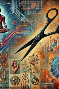 An abstract representation of how modern precision and algorithms reshape and potentially amputate the richness of diverse knowledge systems