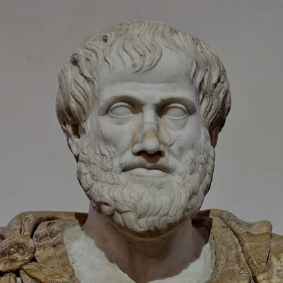 Copie romaine en marbre d'un buste grec en bronze d'Aristote par Lysippe, c. 330 av. J.-C.