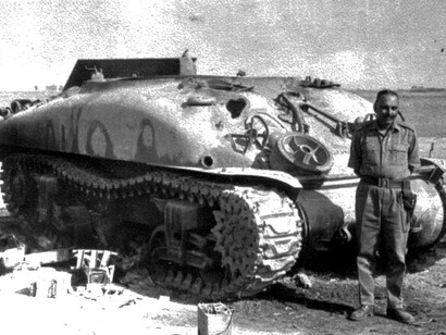 Hari Singh Deora A.V.S.M (Ati Vishisht Sewa Medal), 18th Cavalry (Indian Army). This picture was taken after Indian Army destroyed over 100 Patton and Sherman Tanks of Pakistani Army during the 1965 Indo-Pak War