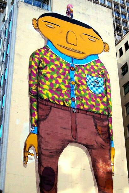 Grafiti/mural "El extranjero",  Valle de Añangabaú, San Pablo, 2011