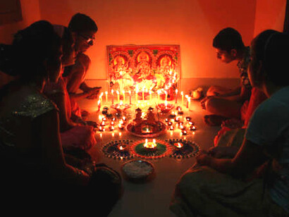 During the Diwali festival in Nepal, Lakshmi Puja is a Hindu ritual dedicated to the veneration of Goddess Lakshmi