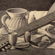 Marcello Carrà, Natura morta (dettaglio), Penna biro su carta, 80x120 cm, 2013
