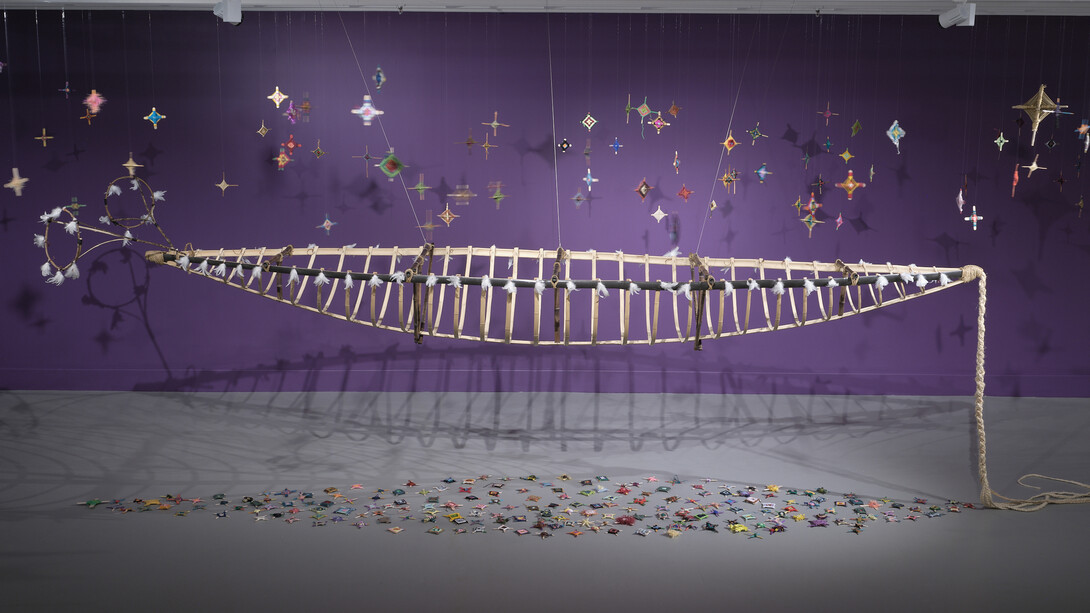 Maureen Lander, He tukutuku auahatanga, exhibition view. Courtesy of Govett-Brewster Art Gallery
