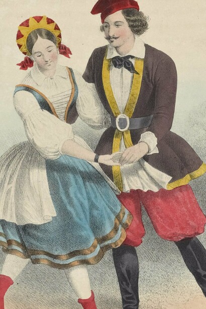 Ilustración que integra la colección "Bailes de salón en las portadas musicales británicas y americanas del siglo XIX" de la Biblioteca Pública de Nueva York
