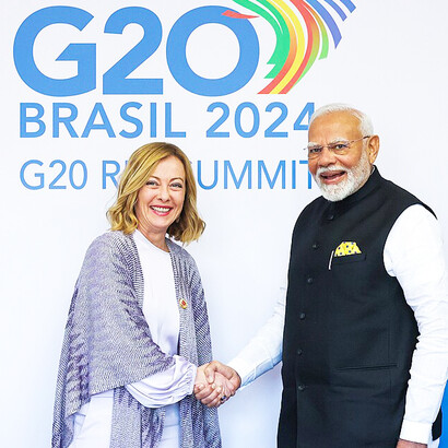 Prime Minister in a bilateral meeting with the Prime Minister of Italy, Ms. Giorgia Meloni during G20 Summit at Rio de Janeiro, in Brazil on November 18, 2024