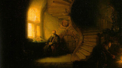 Rembrandt, El filósofo en meditación (detalle), 1532
