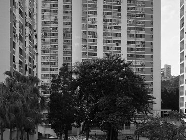 Soviet apartments, Russia, black and white blocks of flats, Soviet city buildings