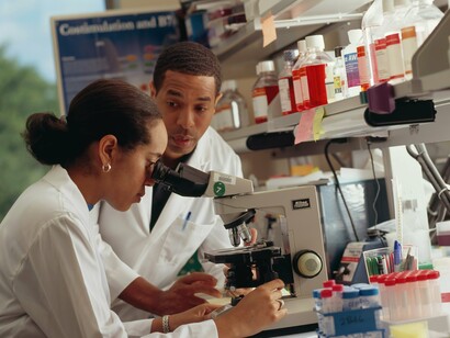 In the lab, scientists analyze natural substances from the noni plant, exploring their potential to slow or stop bacterial growth