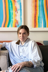 Amber Vittoria in her Manhattan apartment and art studio