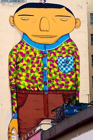 Grafiti/mural "El extranjero",  Valle de Añangabaú, San Pablo, 2011