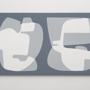 Hayal Pozanti, 20% and 67%, 2015, acrylic on canvas, 40 x 75 inches, source statistic: chances that a U.S. public school had at least one security camera in 1999 and 2014, respectively.