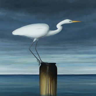 David Kroll, Seascape egret and vase (detail), 2025. Courtesy of Lisa Sette Gallery