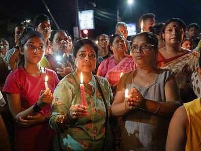 Protesters march through the streets of Kolkata demanding justice for the 2024 R.G. Kar Hospital rape and murder case, India