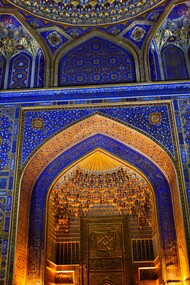 Interior of Tilya mosque in Registan Square
