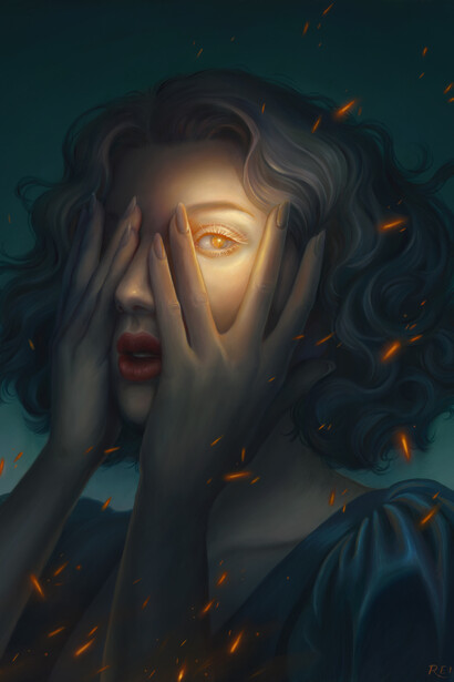 Allison Reimold, The ember gaze (detail). Courtesy of Corey Helford Gallery (CHG)