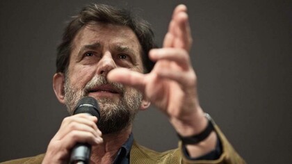 Nanni Moretti durante una presentazione del film "Mia madre" del 2015