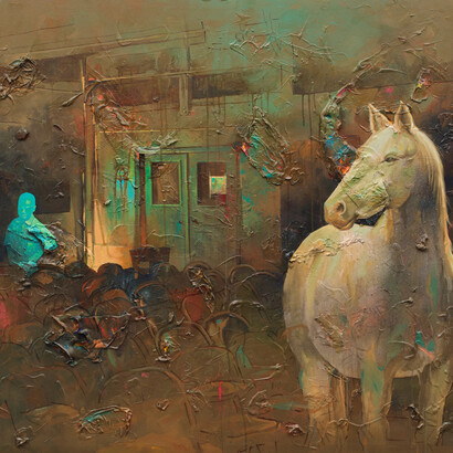 Chinemerem 'Eme' Omeh, Theater of the unseen (detail), 2025. Courtesy of ACA Galleries