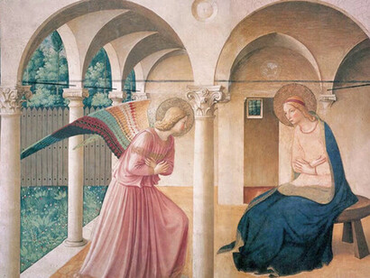 Fray Ángelico (circa 1395–1455)  
«La Anunciación», fresco 
ciclo de frescos en San Marcos, Florencia, 1438-1450 
Basílica de San Marcos 