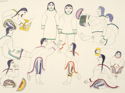 Janet Kigusiuq, Preparing food (detail). Courtesy of Feheley Fine Arts