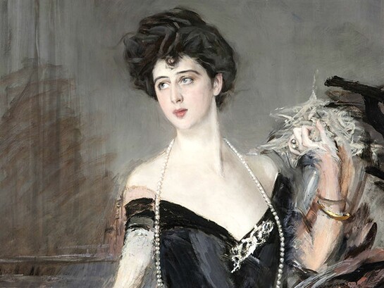 Giovanni Boldini, “Ritratto di donna Franca Florio”, 1901–1924, dettaglio. Palazzo Mazzarino, Palermo, Italia