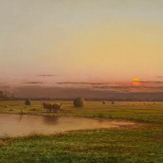 Martin Johnson Heade, Sunset on the Rowley marshes (detail), c. 1876-82. Courtesy of Schoelkopf Gallery