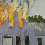 Lois Dodd, Burning house, lavender, 2007. Courtesy of Kunstmuseum Den Haag
