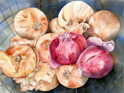 Sweet Onions 2014 by Michiko Taylor, watercolor 11 x 14” ©Michiko Taylor