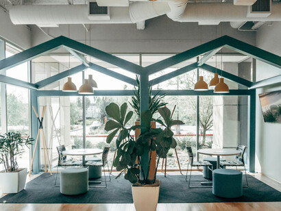 Modern open office space, empty startup office