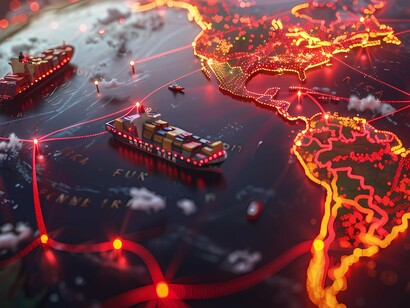 Navio cargueiro com hologramas tecnológicos e futuristas. O grande empecilho para os norte-americanos advinha da resistência dos colombianos em ceder frações de sua soberania a um novo aventureiro. Isso levou a presidência Roosevelt a forjar a independência do Panamá frente à Colômbia e com os panamenhos assinar um tratado de usufruto da área fluvial do novo país, o Panamá