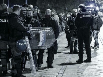 Agenti di polizia in allerta per disordini tra tifosi, Italia